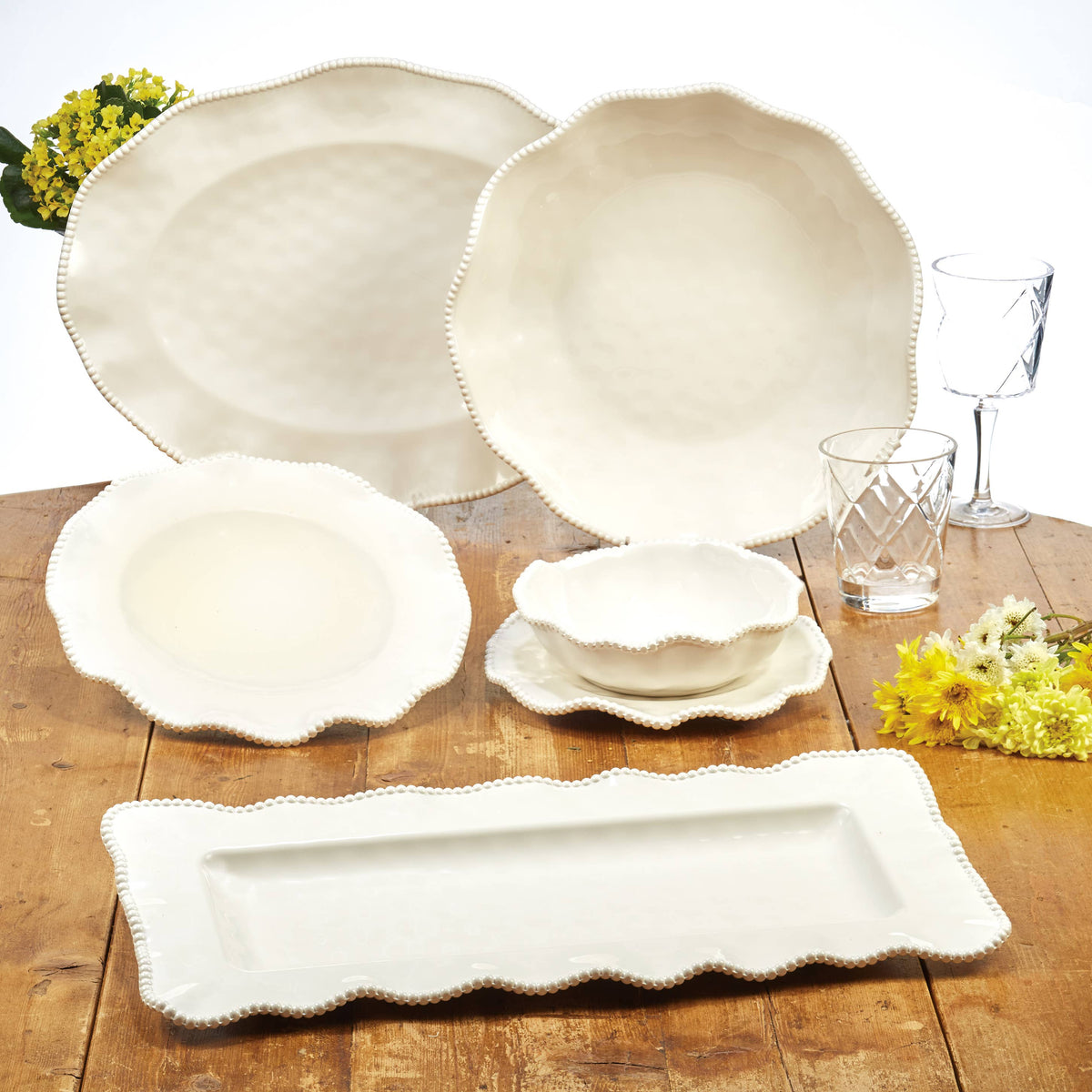 Perlette Cream Melamine Salad Plate 9" - Set of 4