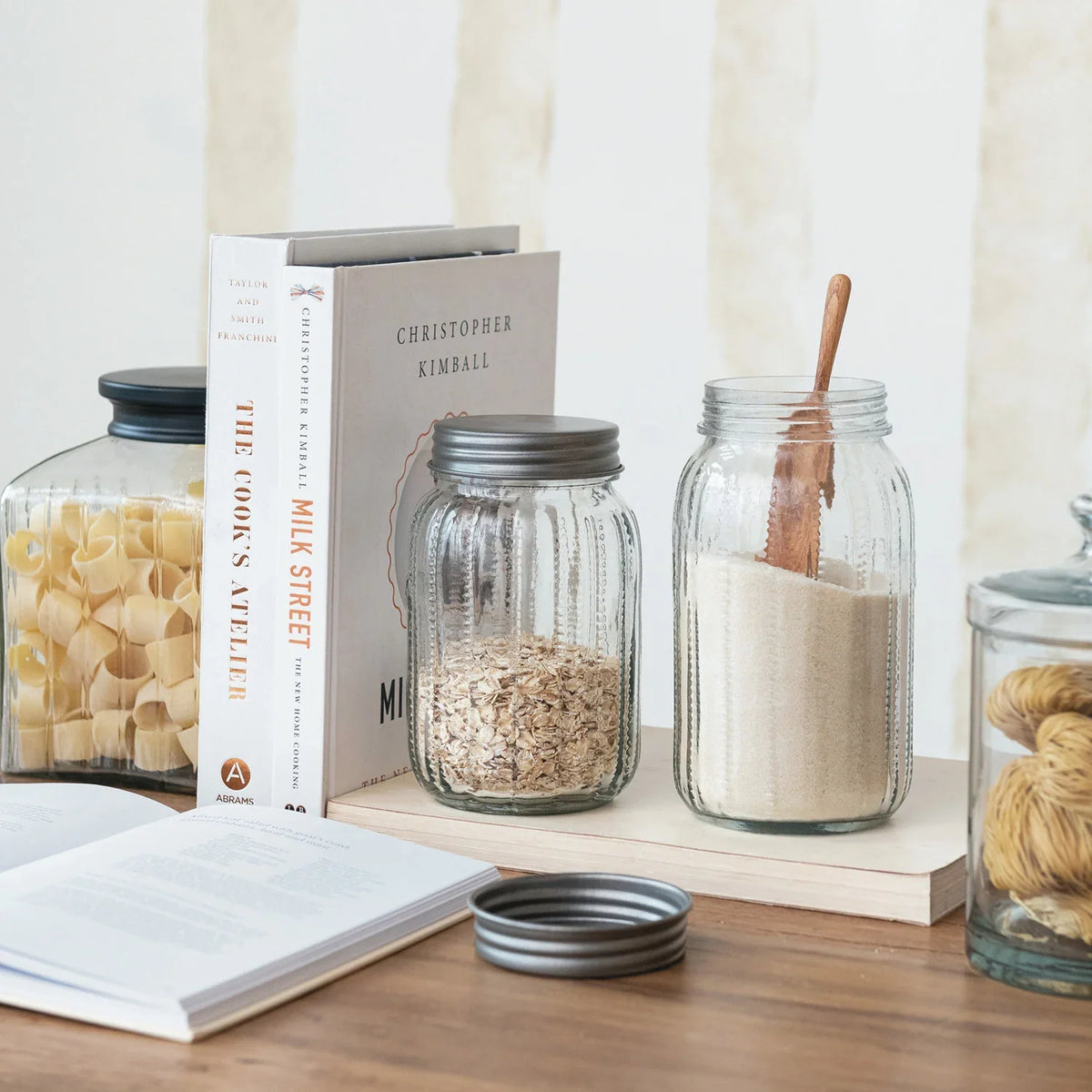 Pressed Glass Jar with Metal Lid – Coffee & Tea Storage