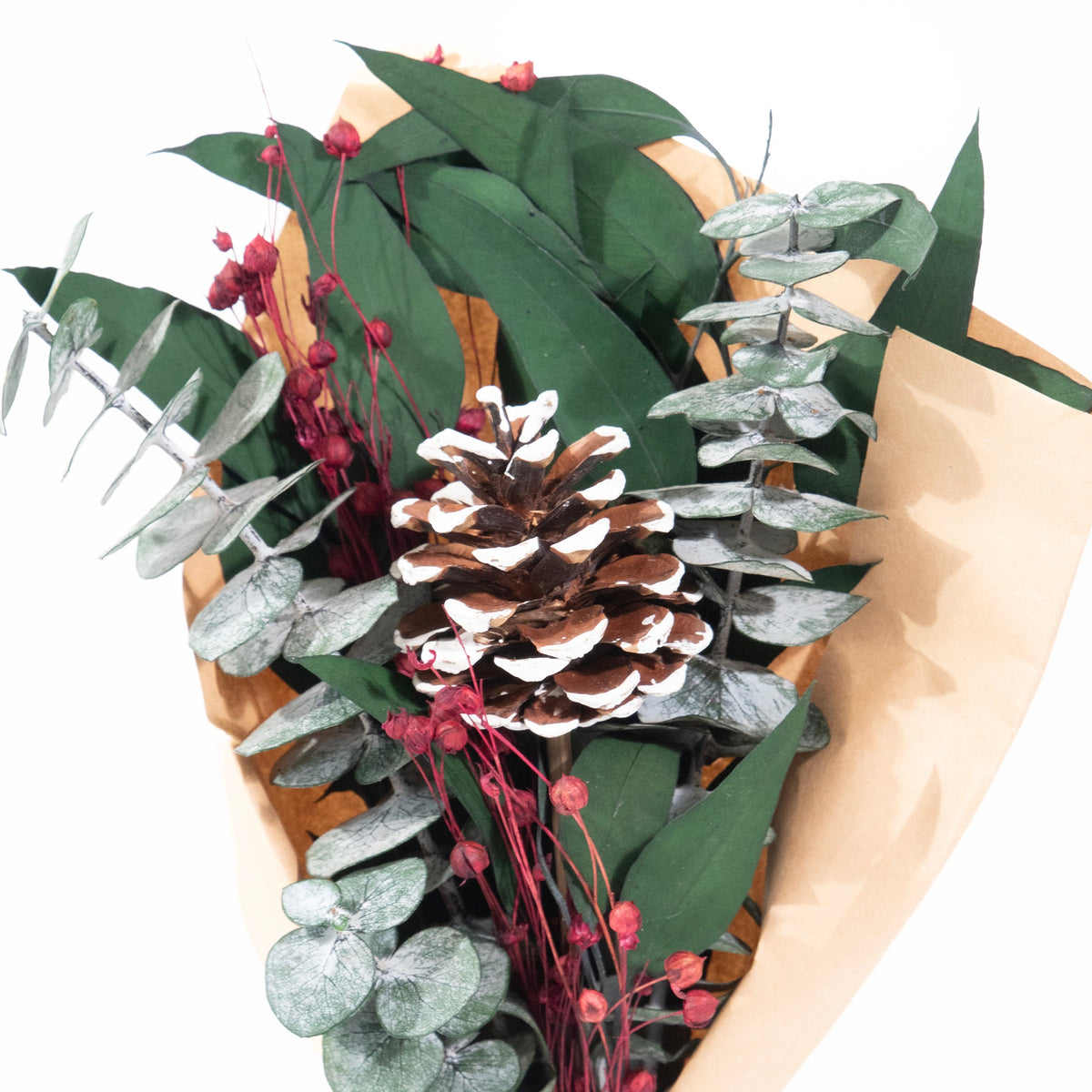 Bouquet Invernale Petite 12": Eucalipto Baby e Punta Bianca PC