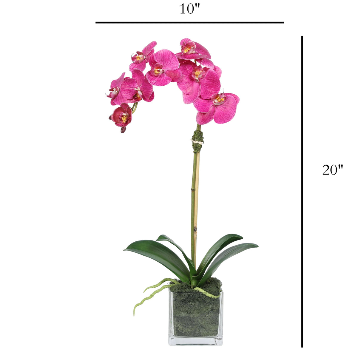 Orchidée artificielle dans vase carré - 50 cm
