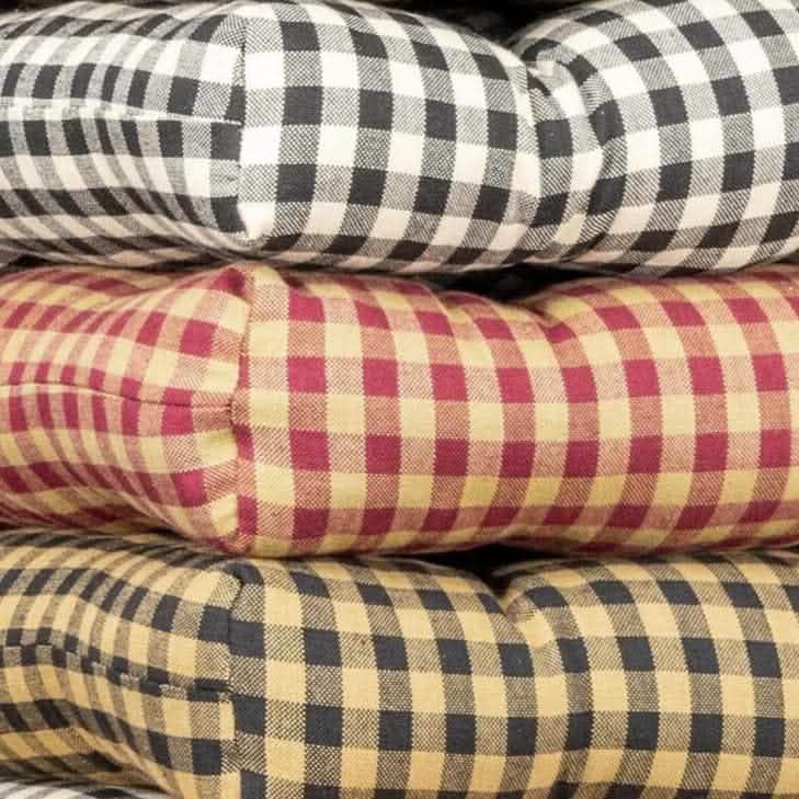 Farmhouse Check Black & White Checked Chair Pad - Made in USA - 100% Cotton - Machine Washable