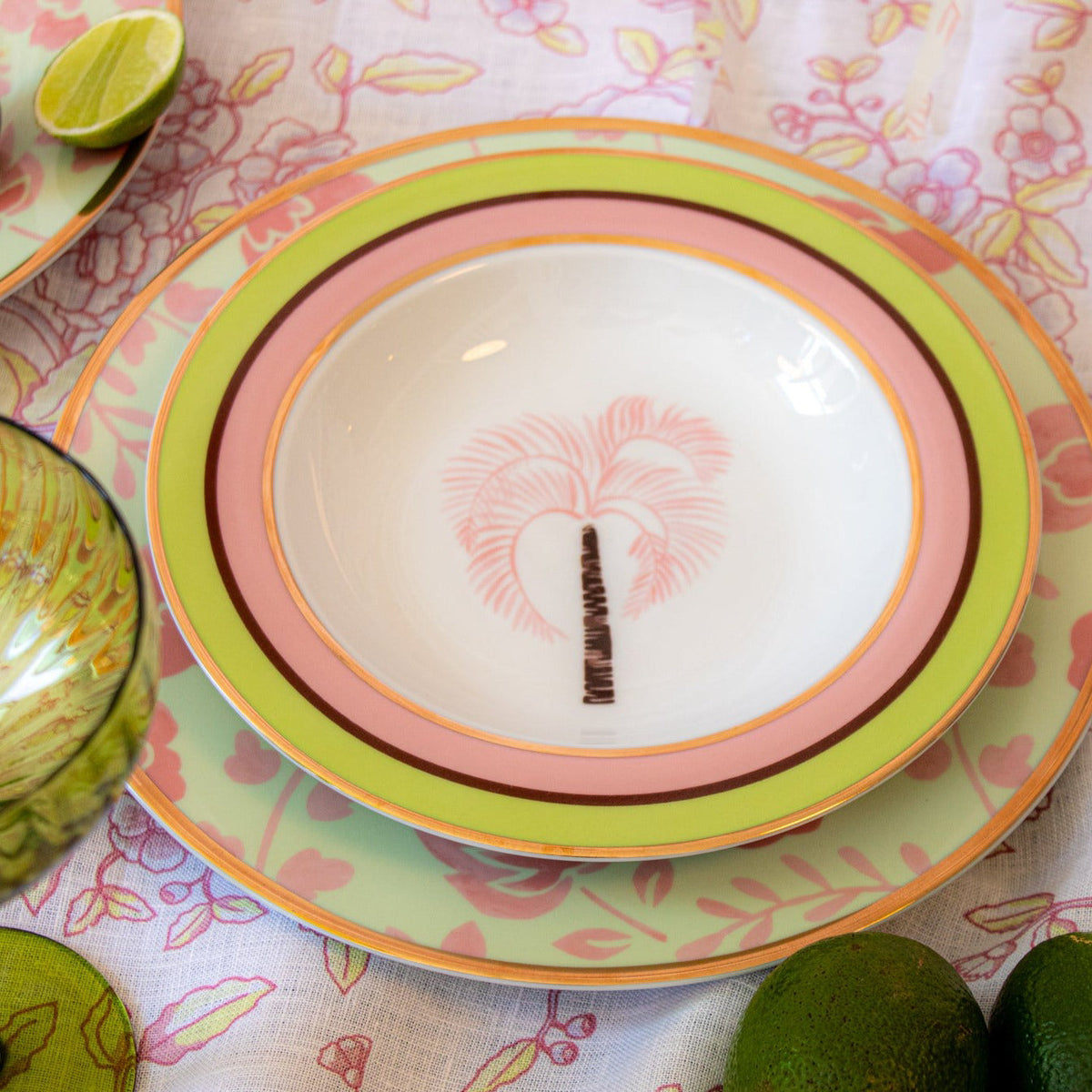 Bols à soupe en porcelaine Palm, Pistache et Litchi – Ensemble de 4 (1 bol offert en bonus)