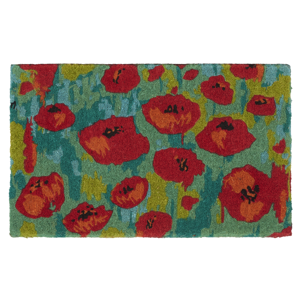 Campo di papaveri - Zerbino in fibra di cocco rosso multicolore