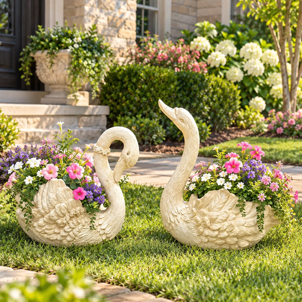 RESIN SWAN PLANTER