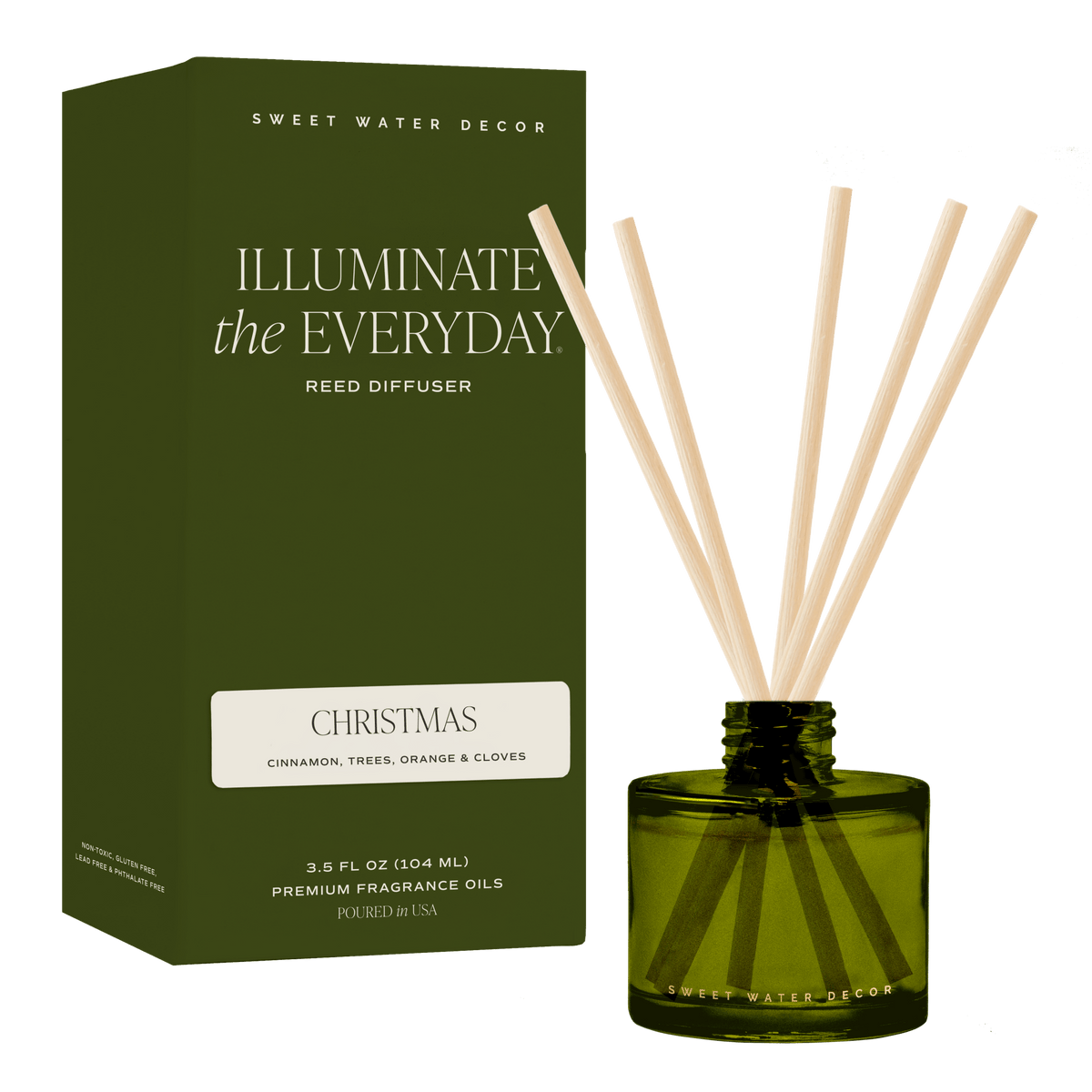 Diffusore a bastoncini in vetro color oliva Christmas