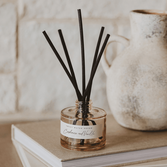 Diffuseur à roseaux en pot en verre teinté Cachemire et Vanille