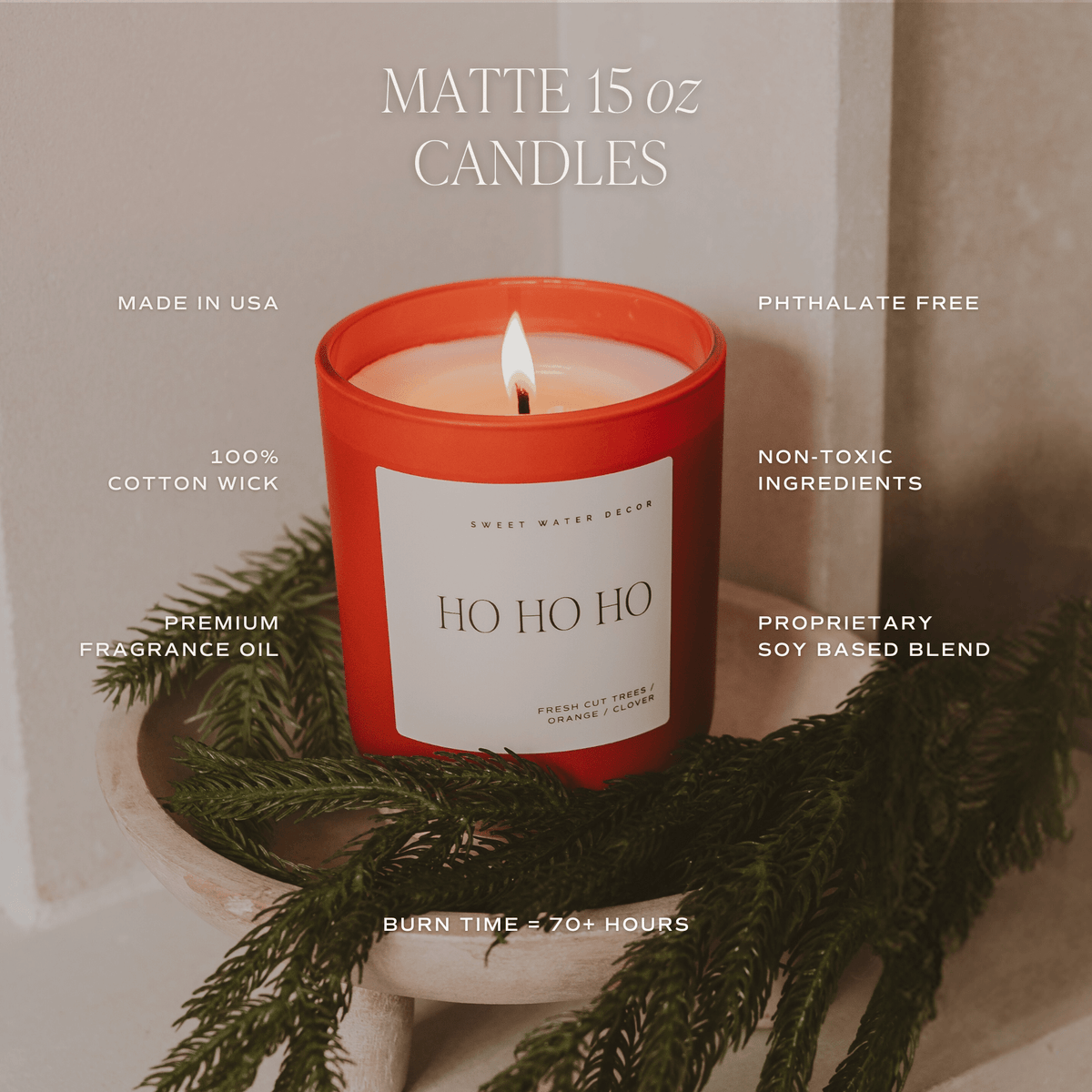 Candela di soia Happy Holidays - Barattolo rosso opaco - 15 oz (Natale)