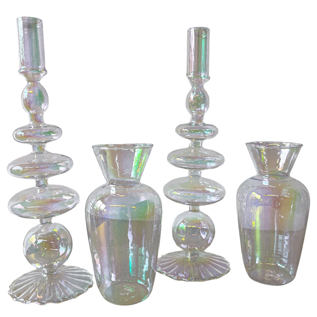 Rainbow Prism Glass Vases – Pair