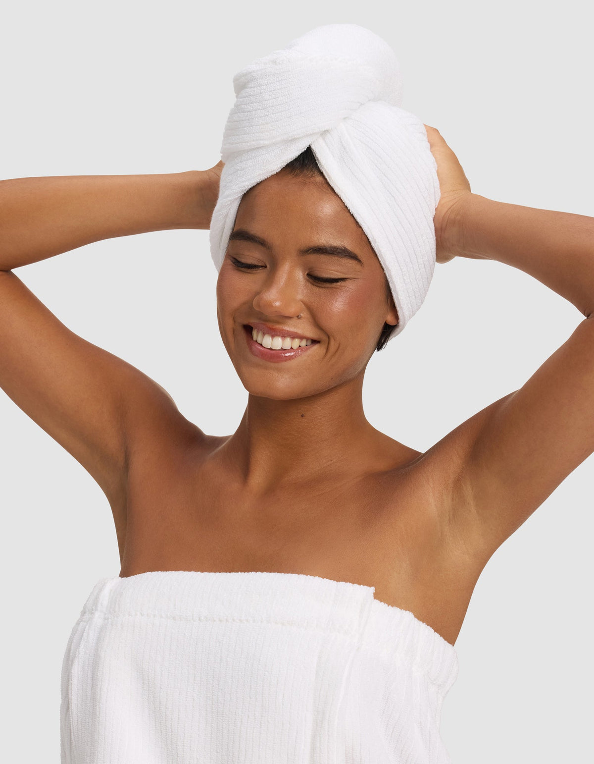 Asciugamano per capelli in spugna a coste