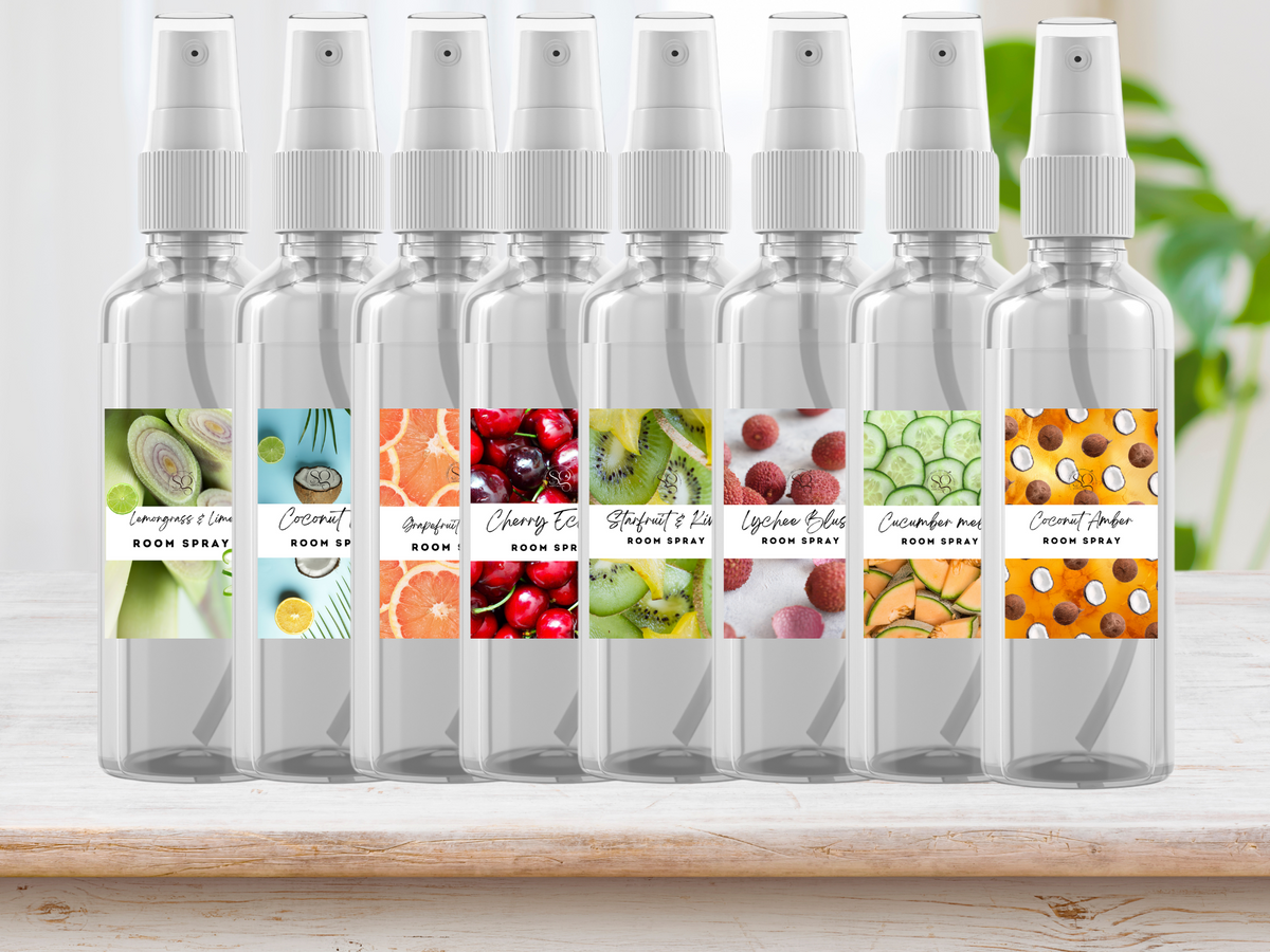 Brume pour le corps et la maison fruitée et juteuse – Fine pulvérisation | Fraise, pêche et mangue