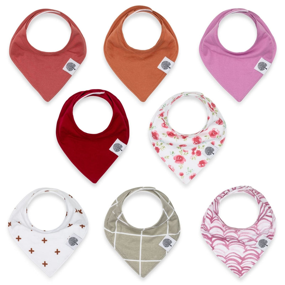 Ensemble de 8 bavoirs bandana rose