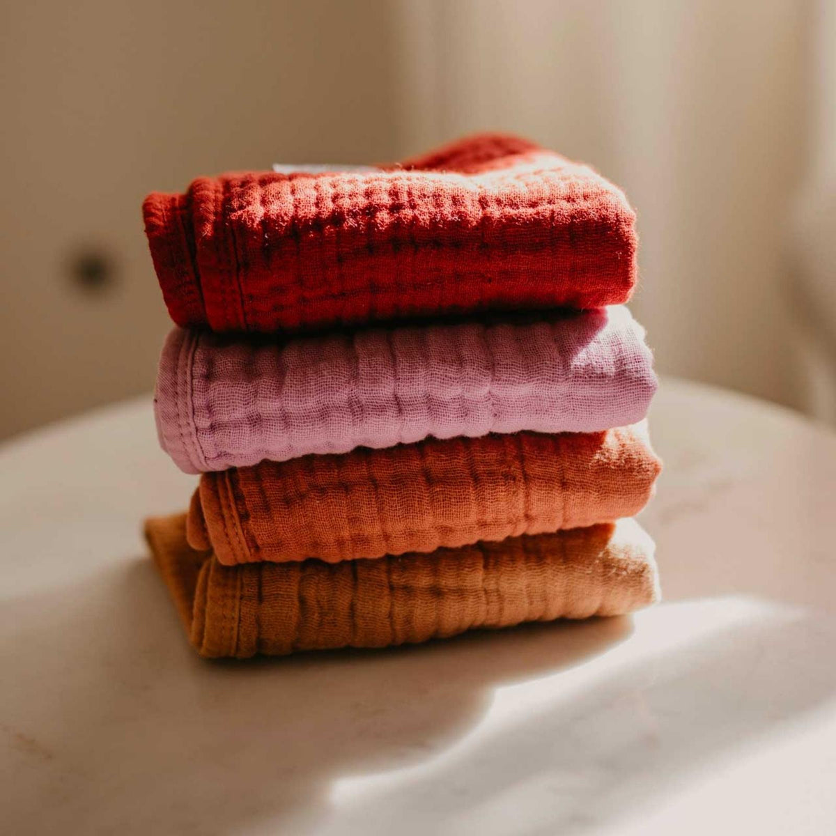 Ensemble Rose - Langes en mousseline (lot de 4)
