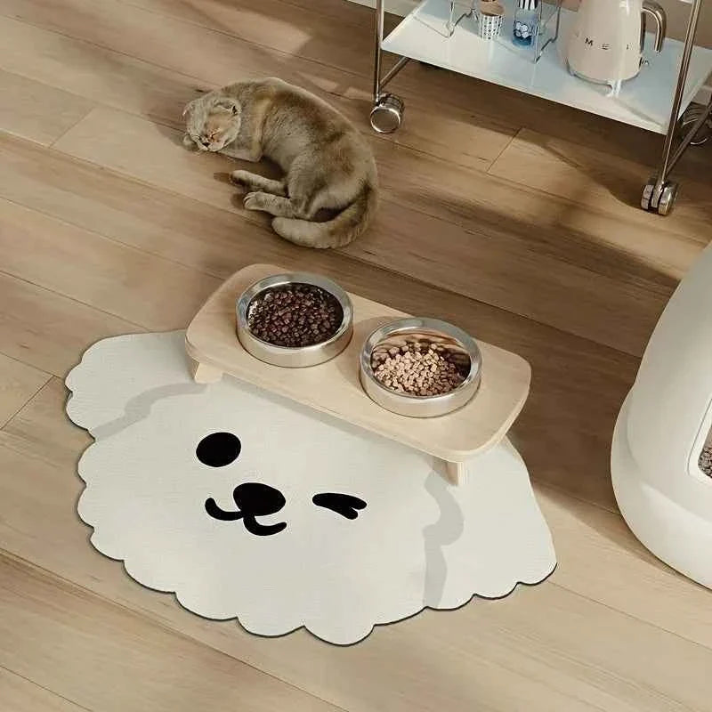 Tappetino per animali in terra di diatomee stile cartoon Kawaii – Tappetino assorbente, ad asciugatura rapida e antiscivolo per la zona pappa o la cuccia di cani e gatti (3 design, 4 misure)