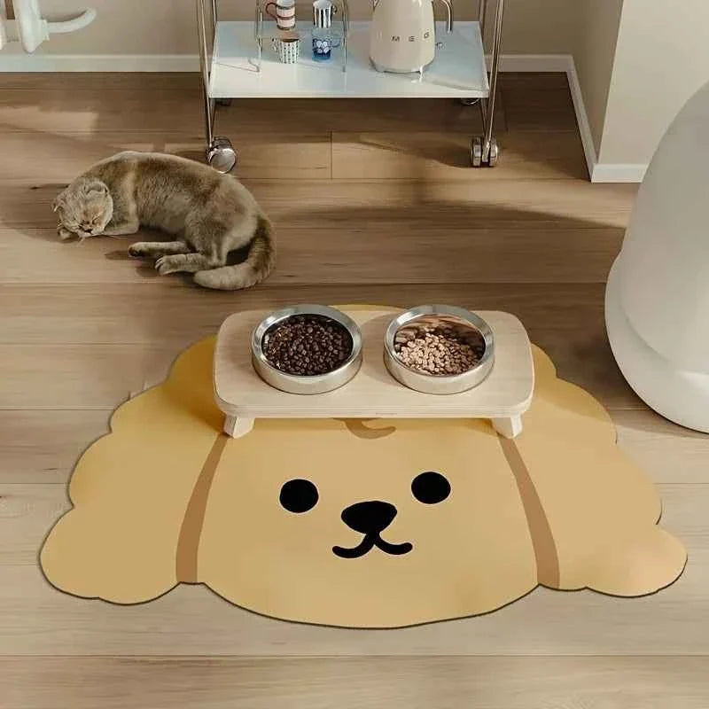 Tappetino per animali in terra di diatomee stile cartoon Kawaii – Tappetino assorbente, ad asciugatura rapida e antiscivolo per la zona pappa o la cuccia di cani e gatti (3 design, 4 misure)