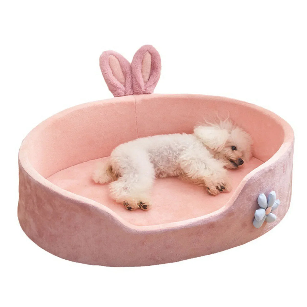 Soft Bolster Pet Bed β Washable Removable Cover, All-Season Comfort for Cats & Dogs, Pink (SβXL)