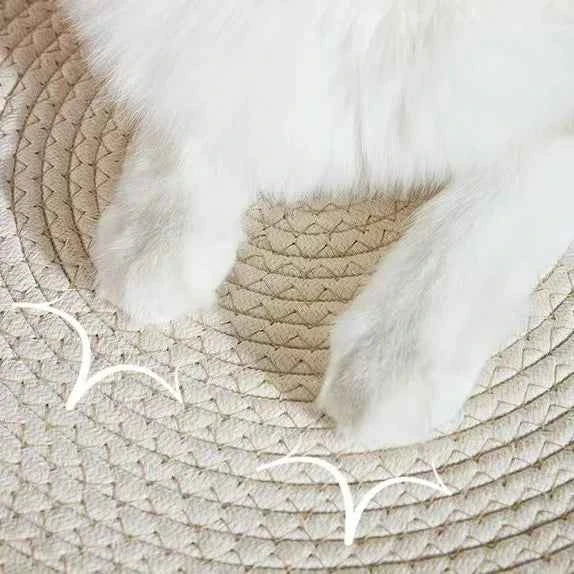 Cestino per gatti in rattan intrecciato a mano giapponese – Cuccia rotonda estiva rinfrescante, corda di cotone, cuscino opzionale, 3 colori e 3 dimensioni