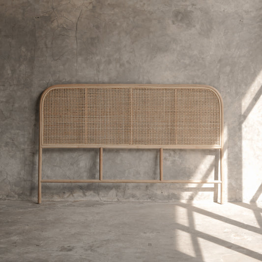 Saga Natural Rattan Headboard | Curved Coastal Bedhead