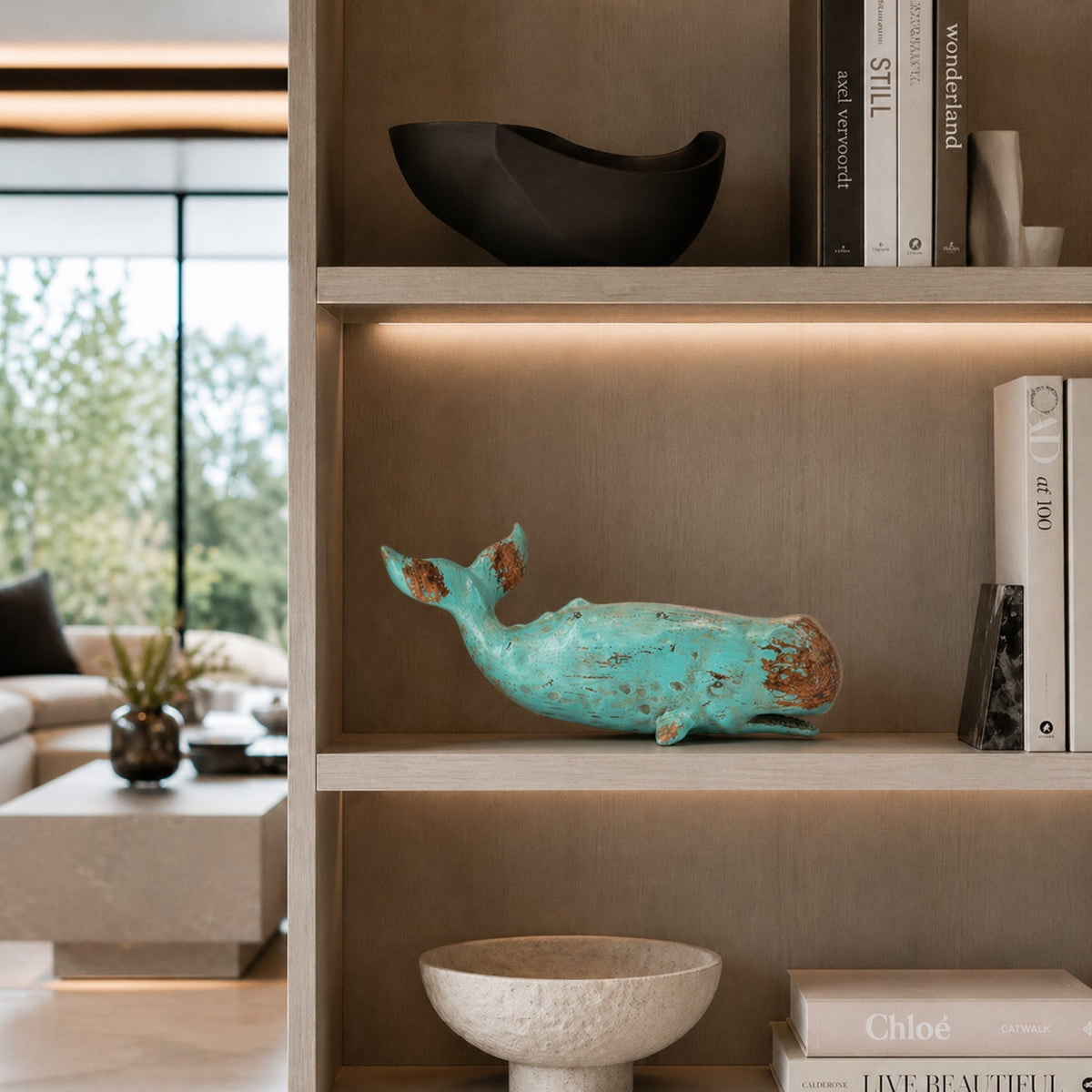 Aqua Drift Whale Sculpture 16 in