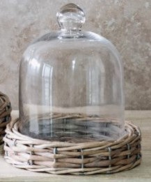 Cloche en verre sur socle en saule, options de taille