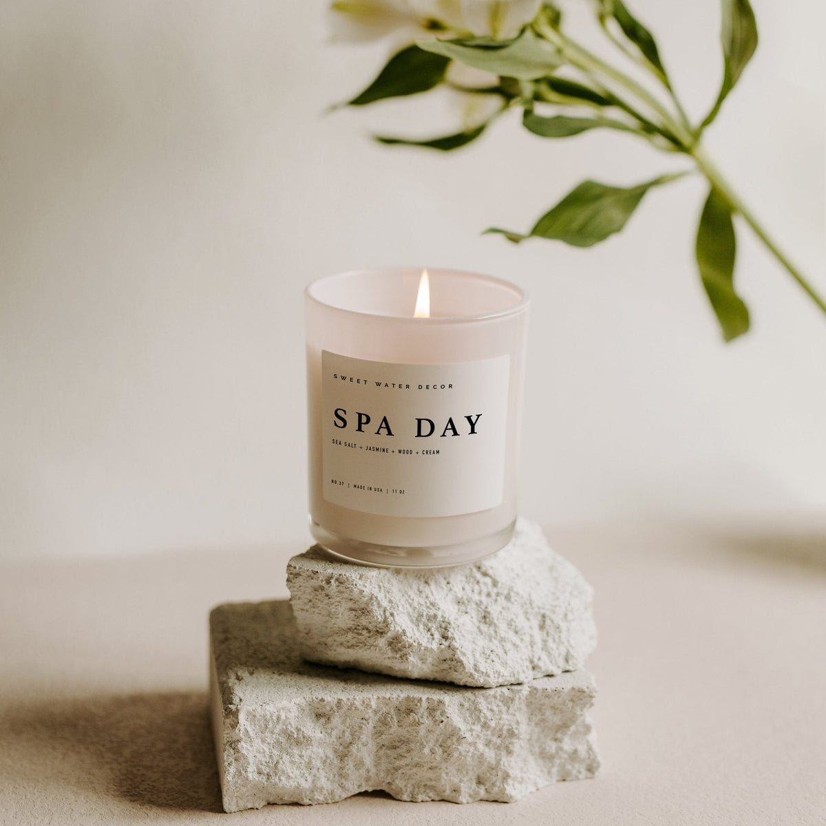 Bougie au soja « Journée spa » – pot blanc – 11 oz