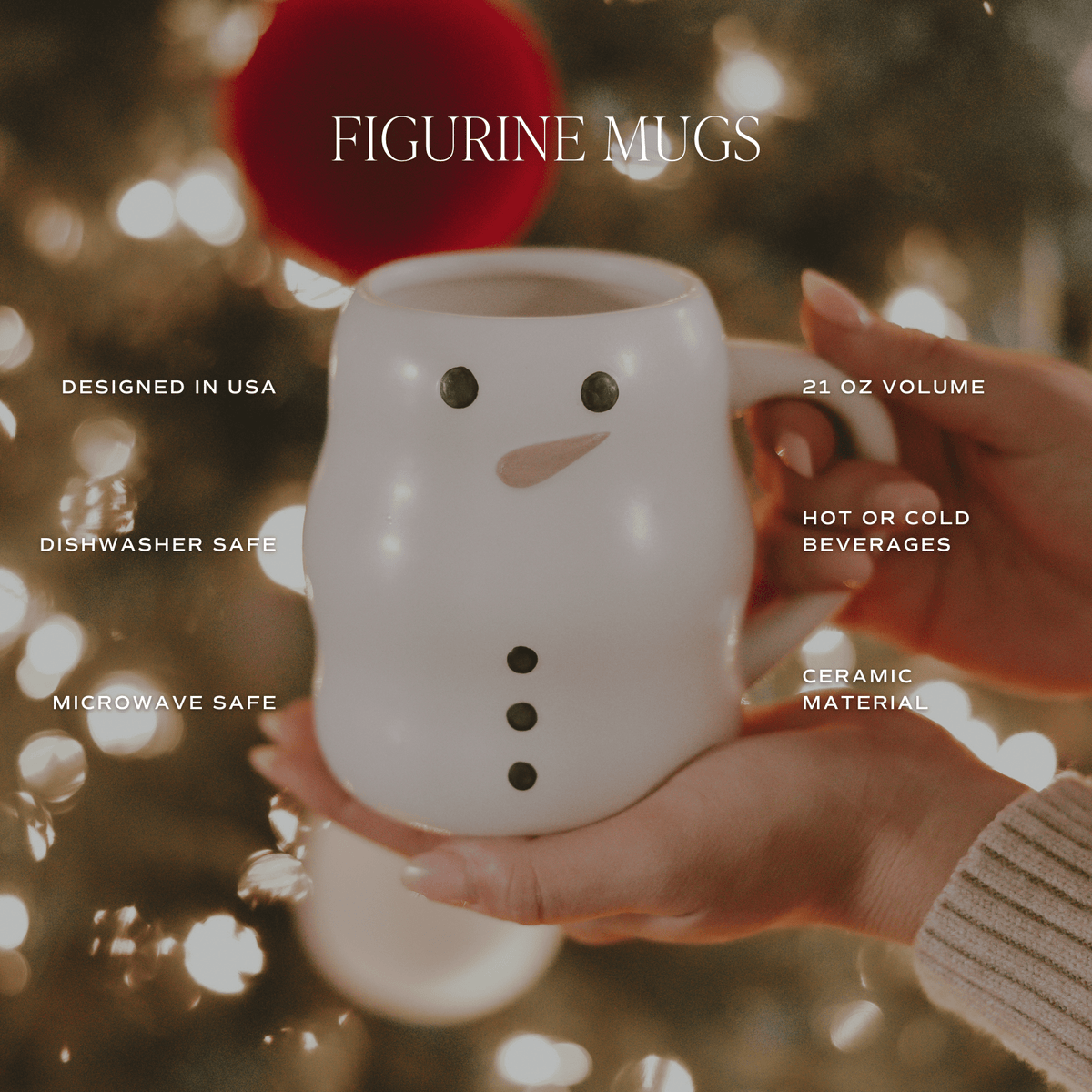 Mug à café figuratif bonhomme de neige 21 oz