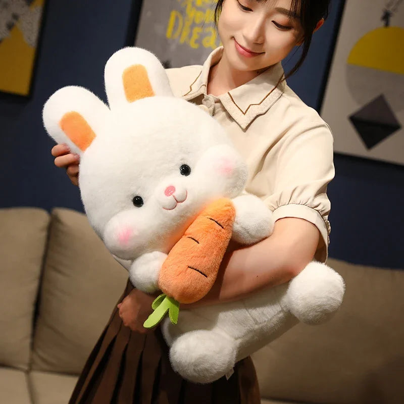 Kawaii Carrot Bunny Plush Toy – Cute Rabbit Stuffed Animal Pillow