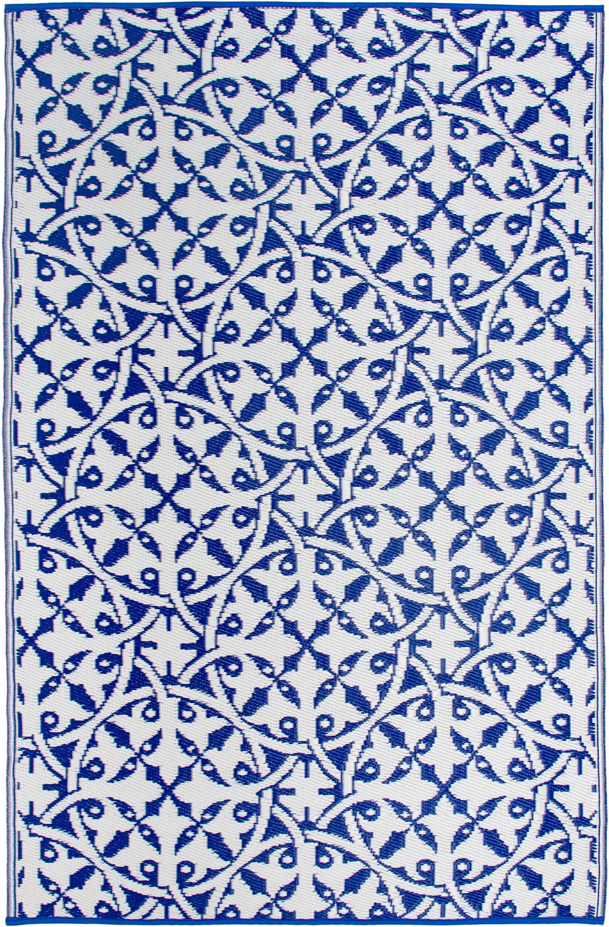 San Juan - Tapis d'extérieur géométrique bleu foncé pour terrasse VENTE FINALE