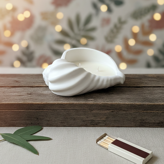 Bougie coquillage en Jesmonite