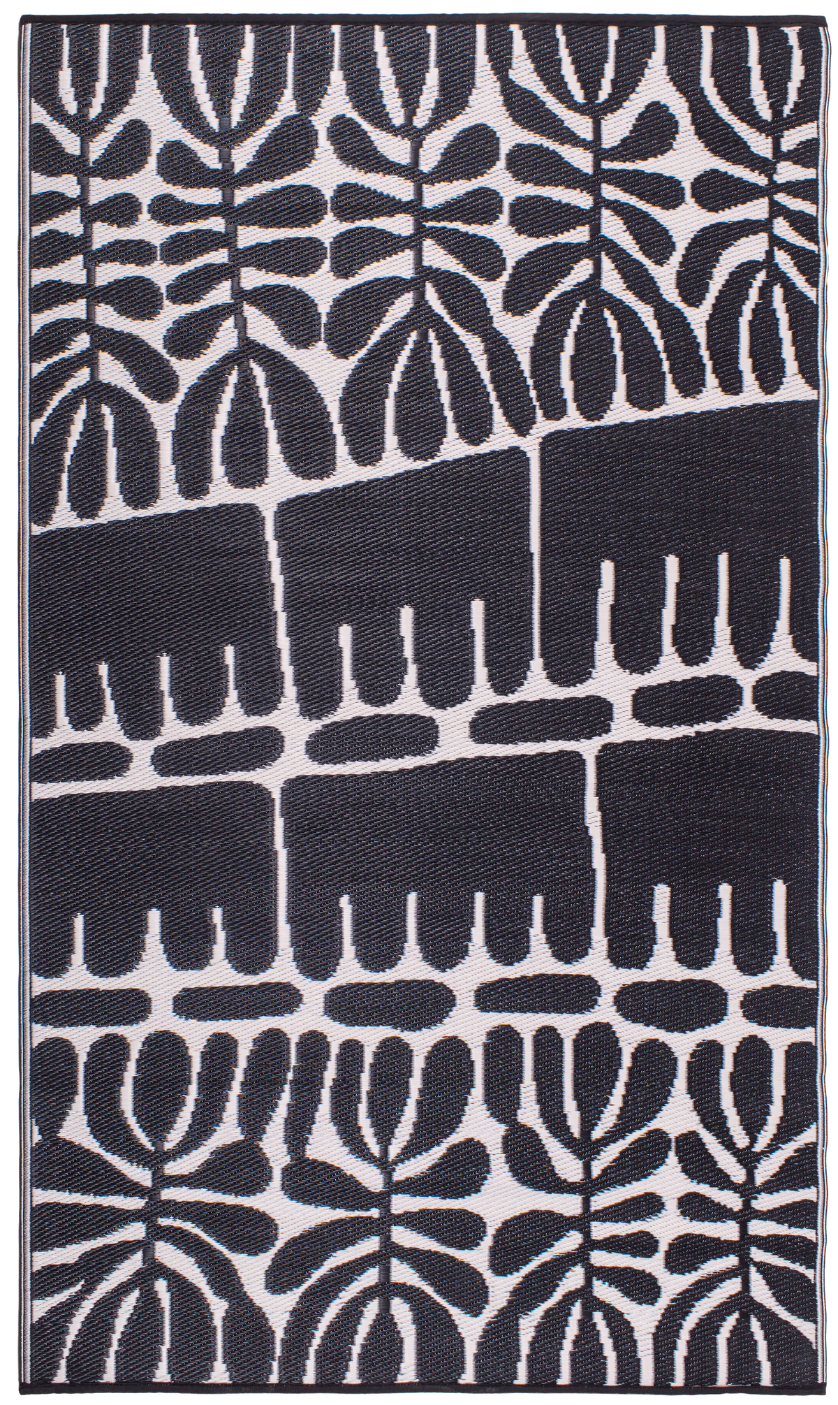 Serowe - Black & White Floral Outdoor Rug for Patio