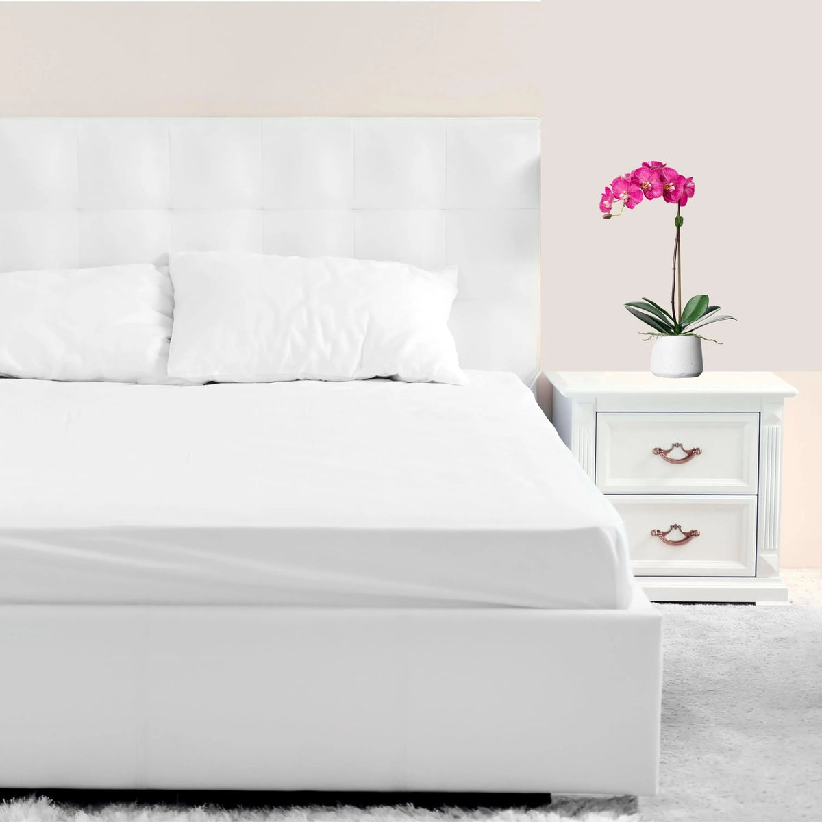 Pianta di orchidea in seta - orchidea phalaenopsis rosa in vaso bianco - 53 cm