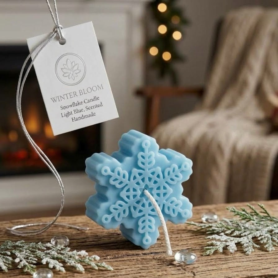 Snowflakes Soy Wax Candle | Handcrafted Winter Holiday Decor