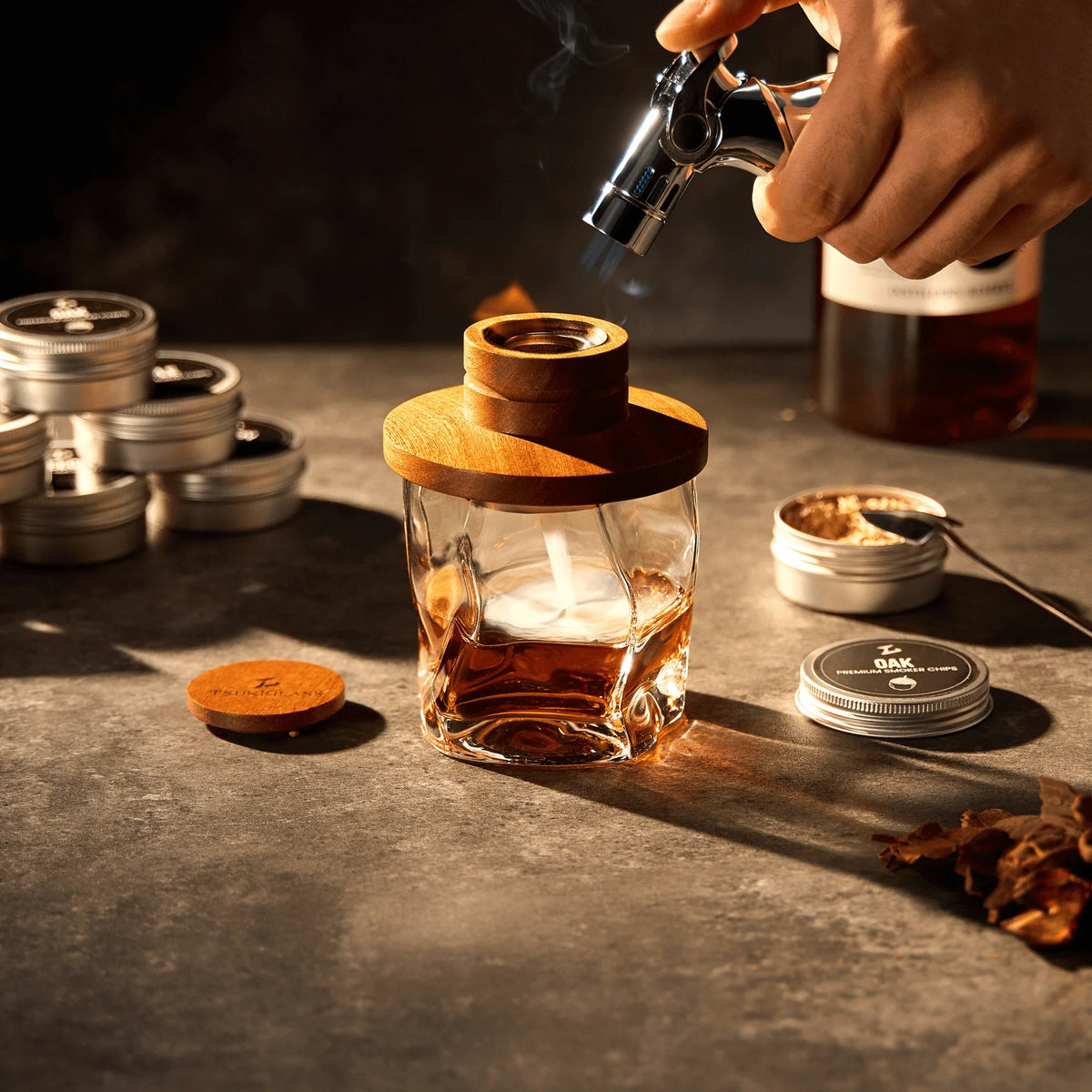 Kit de fumage Tsuki pour whisky et cocktails (avec chalumeau)