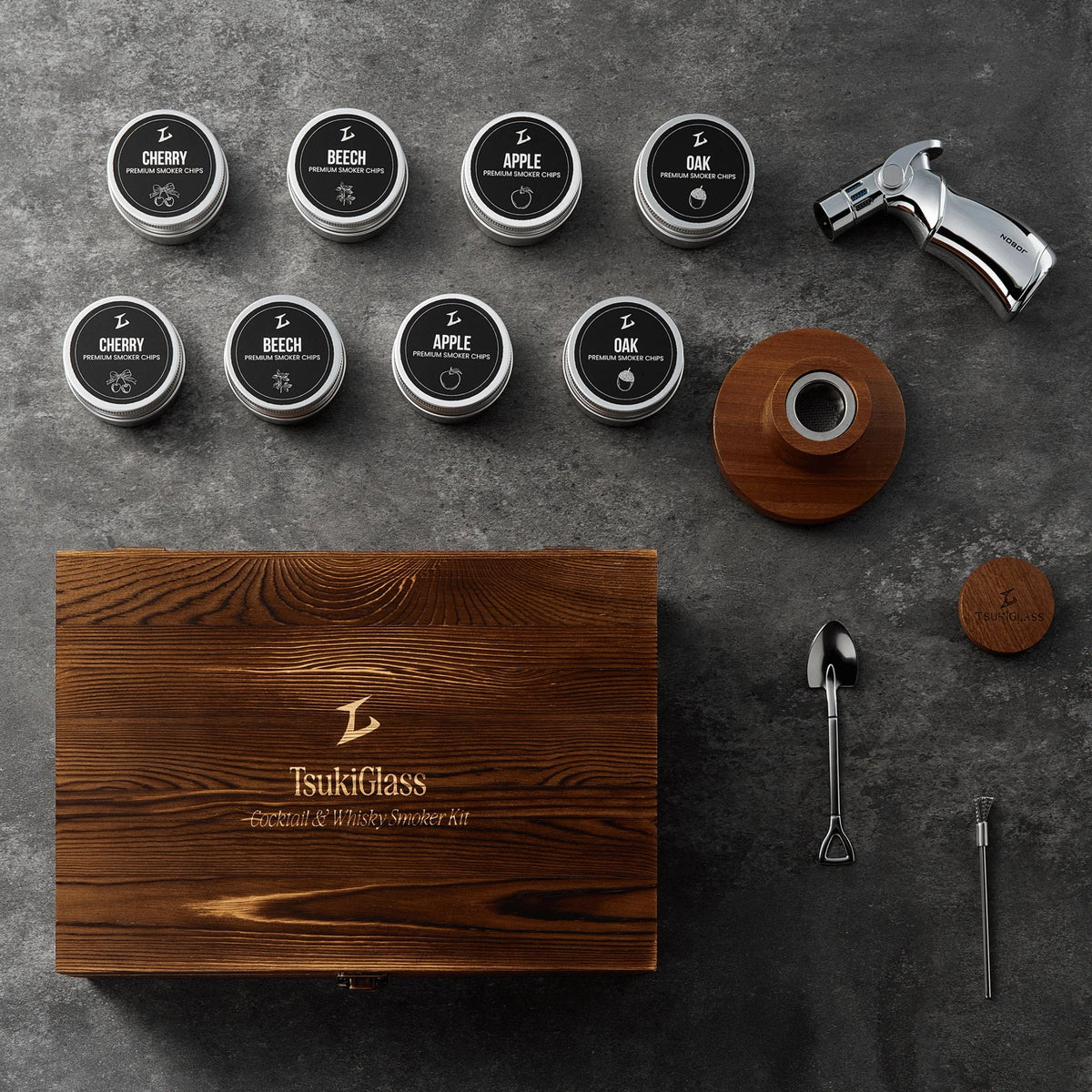 Kit de fumage Tsuki pour whisky et cocktails (avec chalumeau)