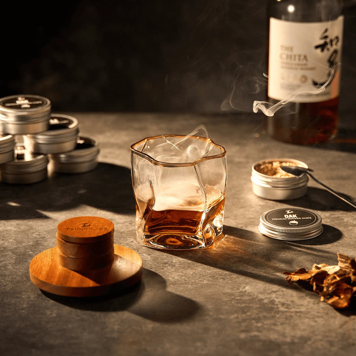 Kit de fumage Tsuki pour whisky et cocktails (avec chalumeau)