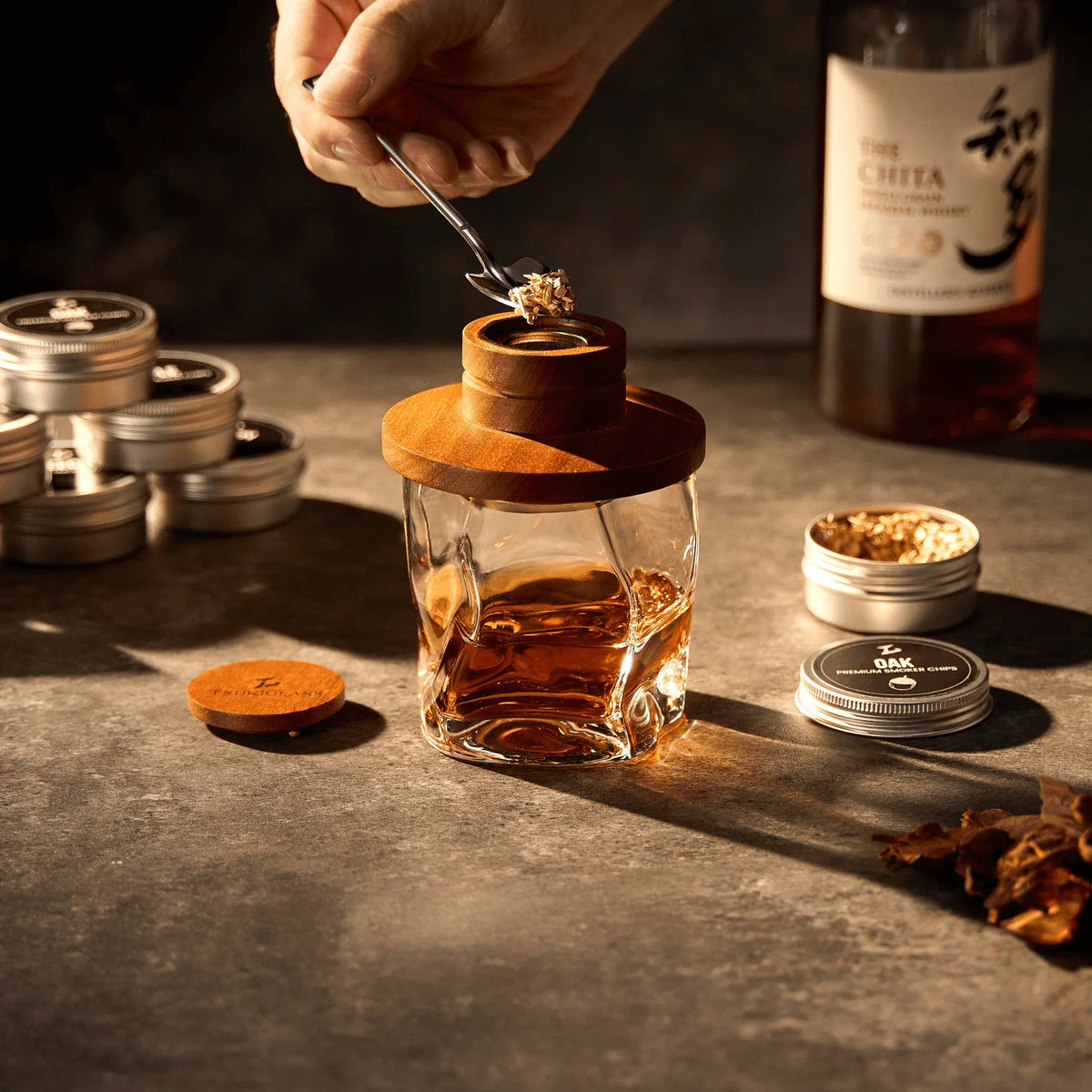 Kit de fumage Tsuki pour whisky et cocktails (avec chalumeau)