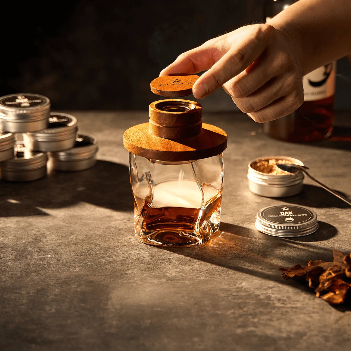 Kit de fumage Tsuki pour whisky et cocktails (avec chalumeau)