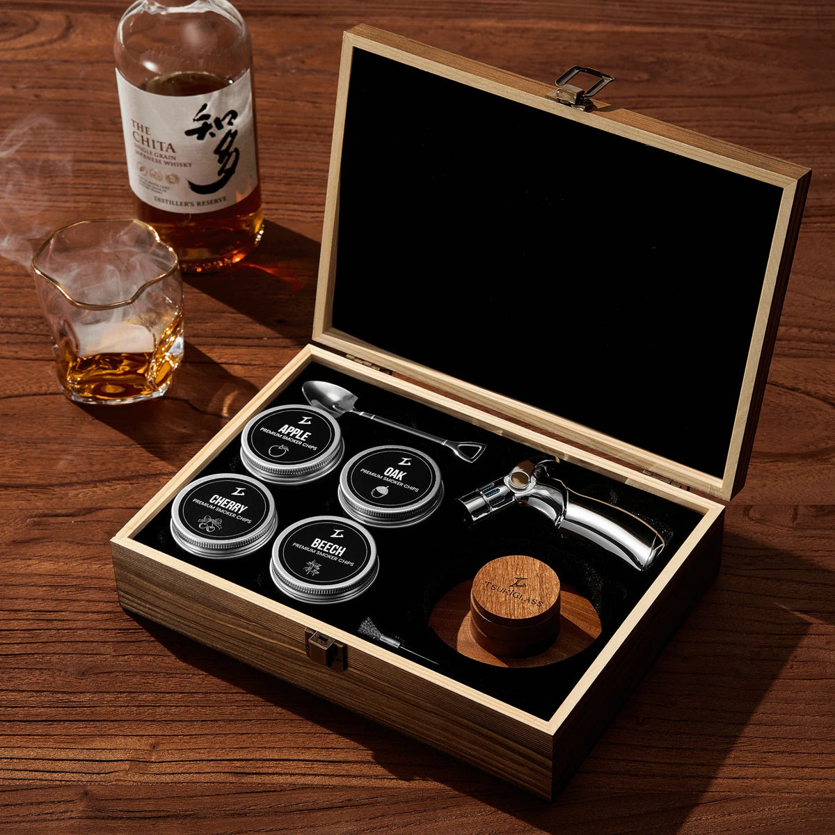 Kit de fumage Tsuki pour whisky et cocktails (avec chalumeau)