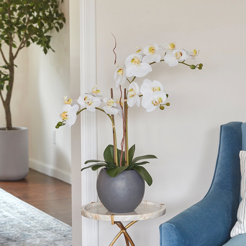 Orchidea bianca artificiale a doppio stelo