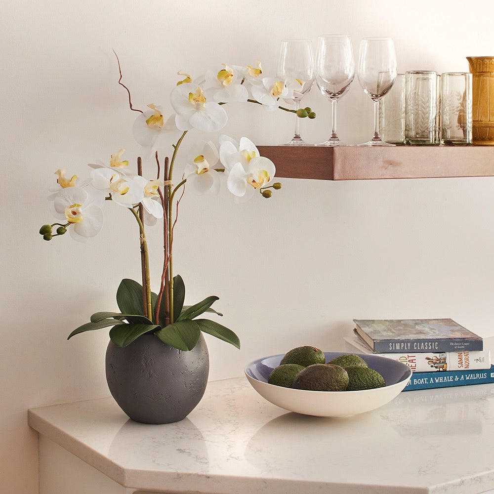 Orchidea bianca artificiale a doppio stelo