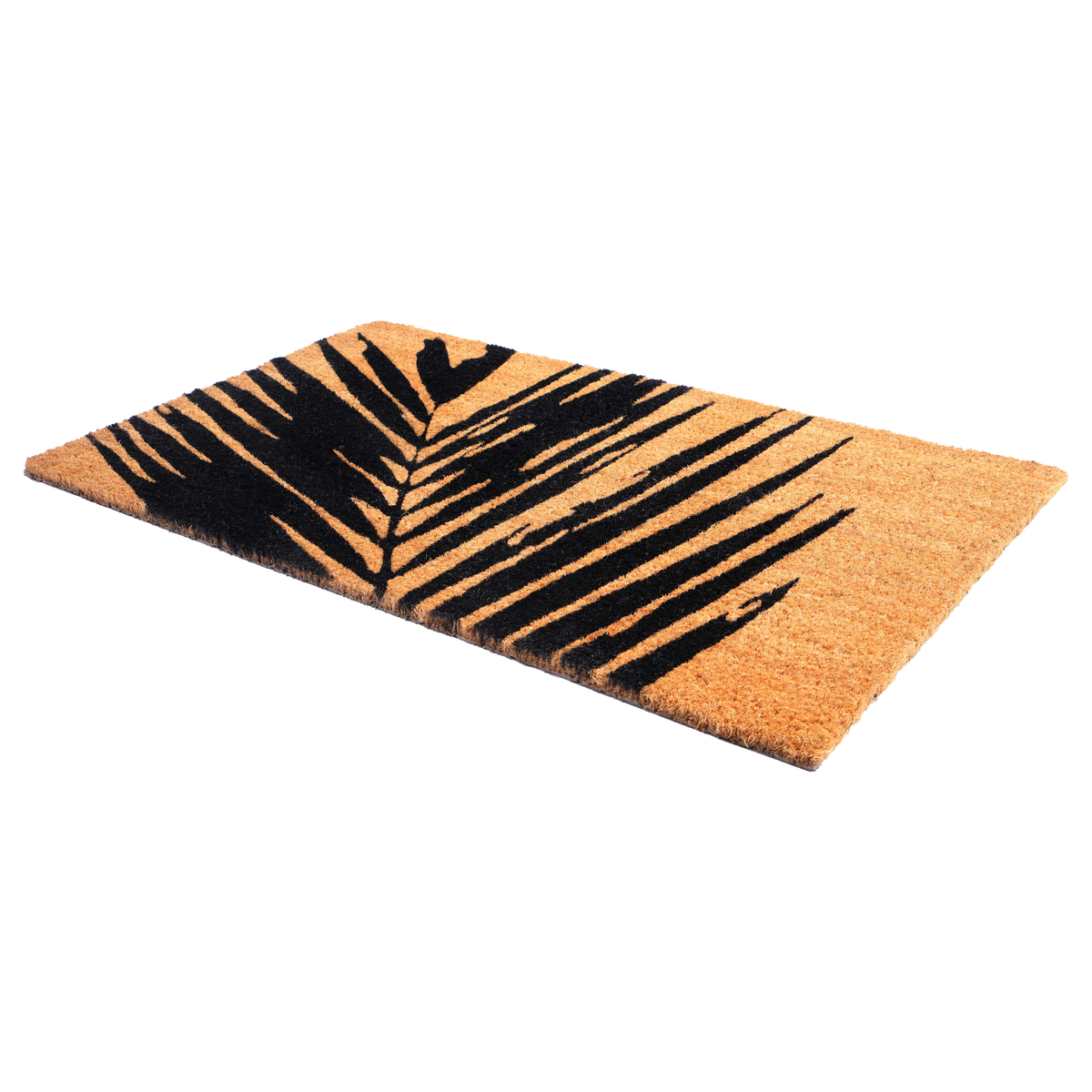 Paillasson en fibre de coco motif feuilles de palmier estival
