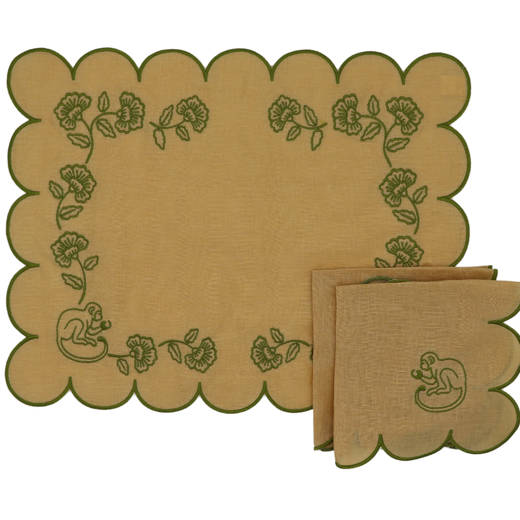 Tovagliette all'americana in lino Sunlit Moss – Set da 4