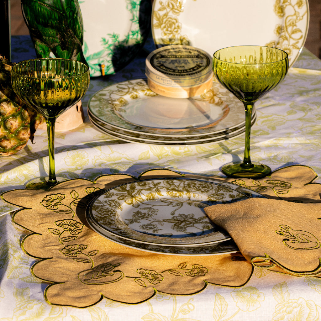 Tovagliette all'americana in lino Sunlit Moss – Set da 4