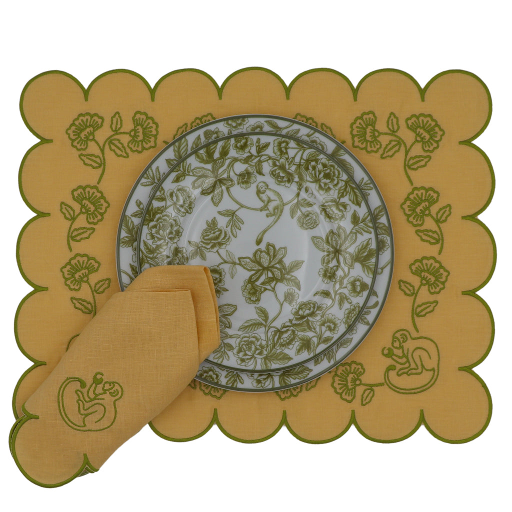 Tovagliette all'americana in lino Sunlit Moss – Set da 4