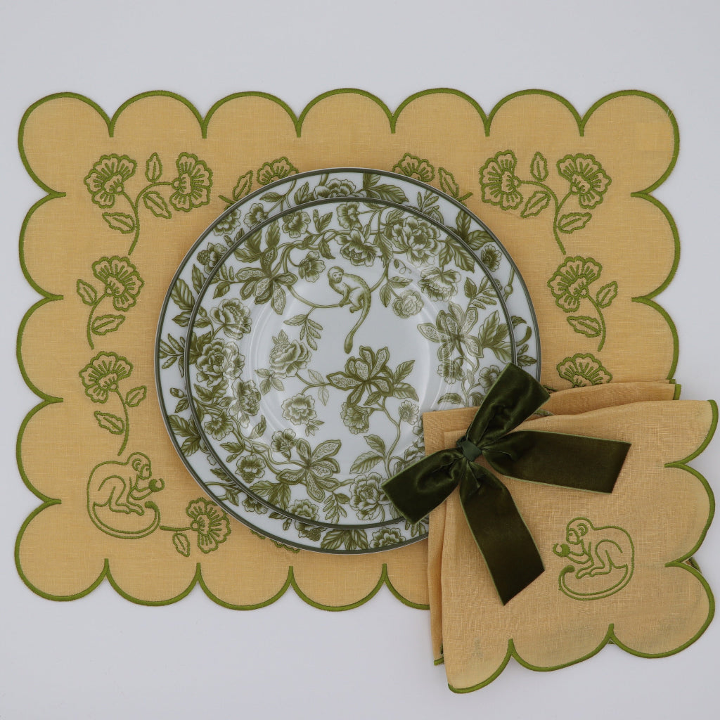 Tovagliette all'americana in lino Sunlit Moss – Set da 4