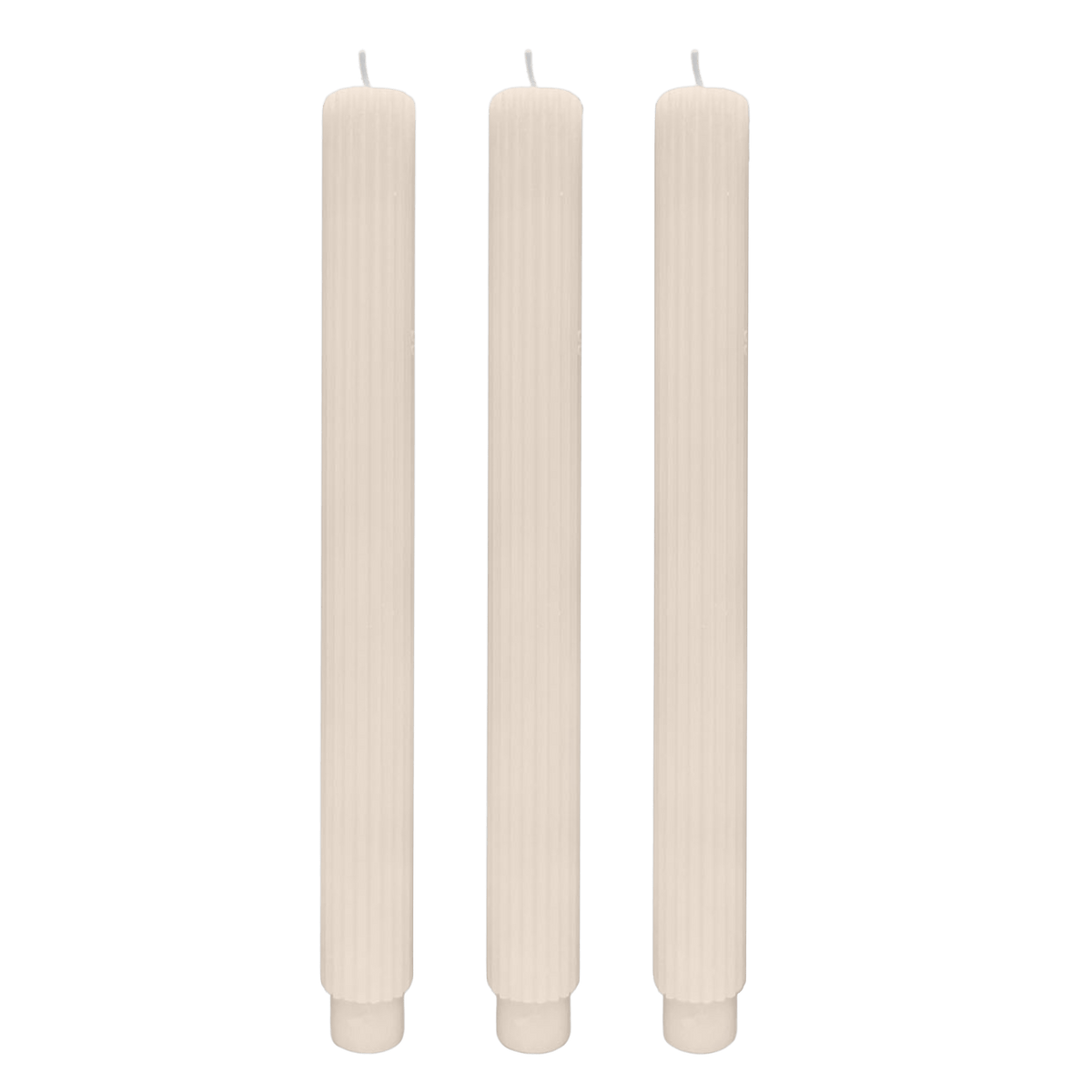 Bougies effilées cannelées - Lot de 3