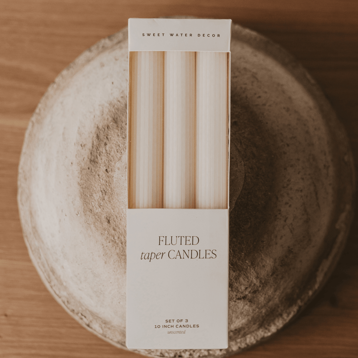 Bougies effilées cannelées - Lot de 3