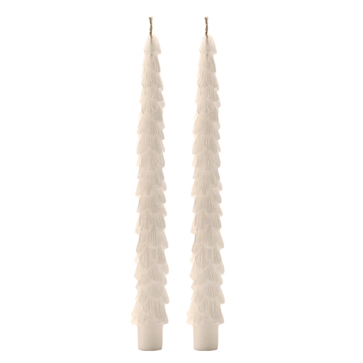 Bougies effilées sapin crème - Lot de 2