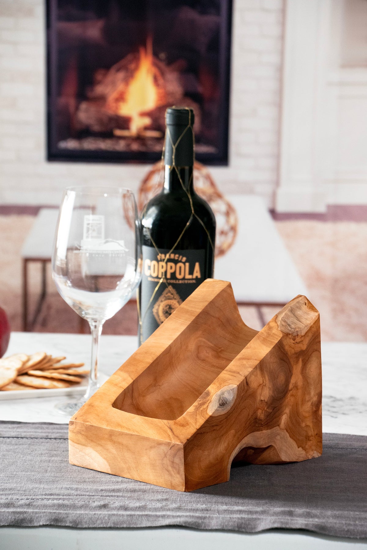 Porte-bouteille de vin en teck