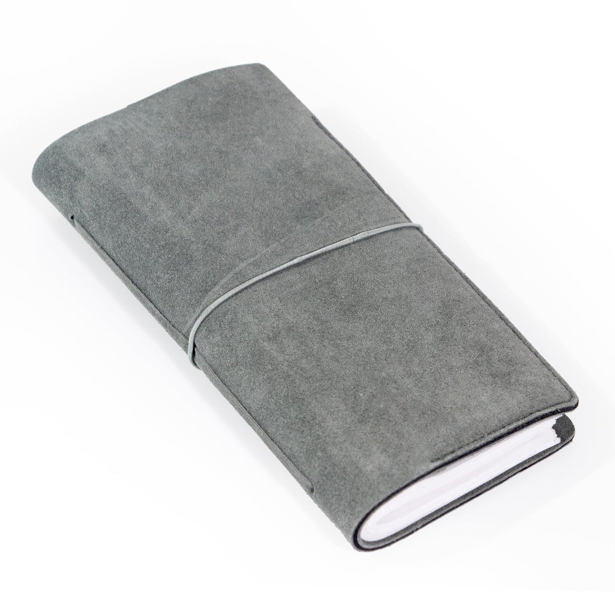 Journal en daim gris sarcelle avec papier en coton biologique : petit