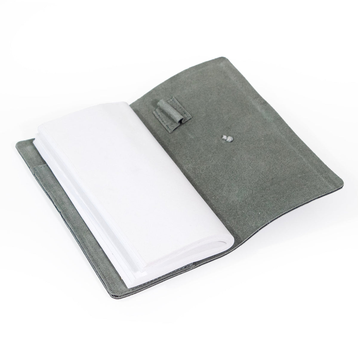 Journal en daim gris sarcelle avec papier en coton biologique : petit
